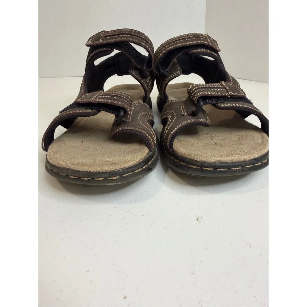 Dockers Mens Dark Brown Leather Strappy Sport Sandals Size 9M